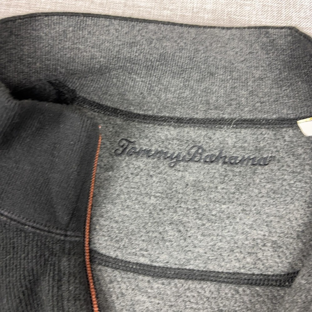 Tommy Bahama Sweater Mens XL Black 1/4 Zip Mock Neck Fleece Pullover Marlin - Picture 5 of 10